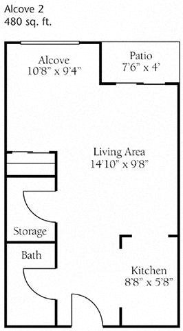 Studio Floor Plan at Cogir of Northgate, Washington